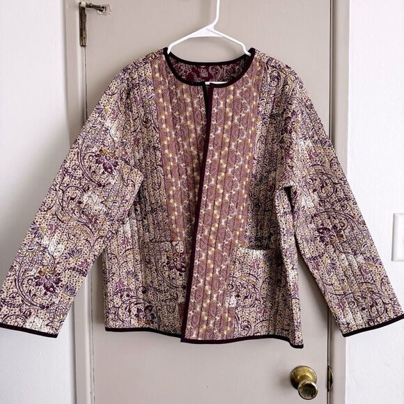 J. Jill Reversible Quilted Jacket in Almond Folklore Vine - Picture 2 of 8